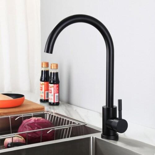 Black Kitchen Sink Faucet 304 Stainless Steel Hot and Cold Water Mixer Tap Single Handle single hole Kitchen Basin Faucets