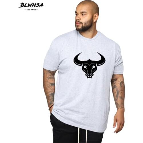 BLWHSA Bull Head Print T Shirt Men Casual Summer Short Sleeve Funny T-shirts Animal Black Printed T-Shirt Tops Plus Size
