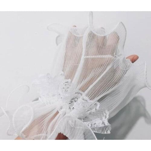 Gothic Lace Mesh Stretch Wrist Cuffs Bracelet Ruffled Detachable Fake Sleeve X7JB