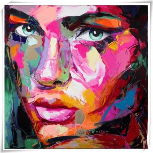 Face oil painting on canvas Francoise Nielly wall art pictures for living room heavy texture Palette knife caudros decoration