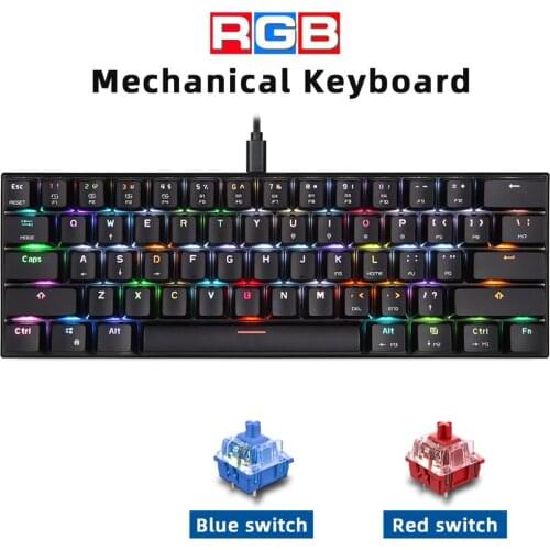 Motospeed CK61 Mechanical Gaming Keyboard 61 Key RGB Backlit Red Blue switch Type-C with Outemu Switch for Russian Computer
