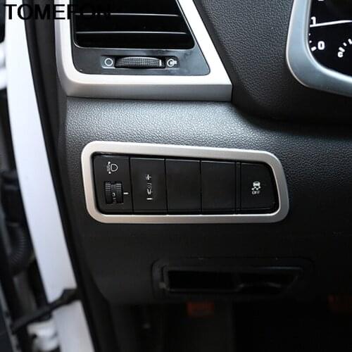 TOMEFON For Hyundai Tucson 2019 Front Headlight Control Button Switch Frame Cover Trim Interior Accessories ABS Chrome Matt