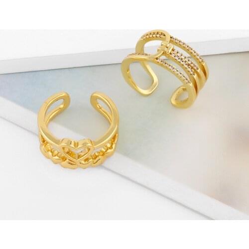 Heart Rings For Women Luxury Joyeria Mujer Open Ring Aesthetic Gold Color Bague Anillo Fashion Rings For Girls Korea Adjustable