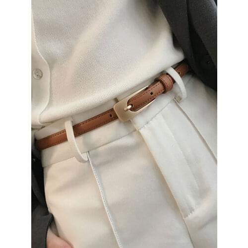 Brown Leather Thin Belt Female Ornament Dress Summer Fashion All-Matching Skirt Shirt Suit Pants Waist-Tight Waist Decorations