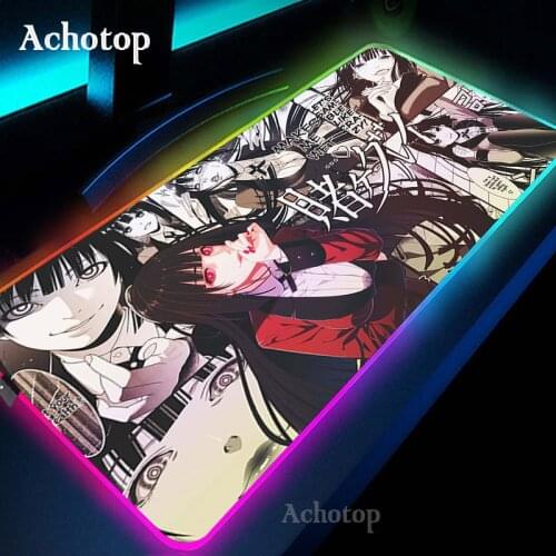 Anime Kakegurui Yumeko Jabami Computer Keyboard Mat Rgb Oversized Led Glowing Mouse Pad Gaming Luminous Mousepad USB for PC Game