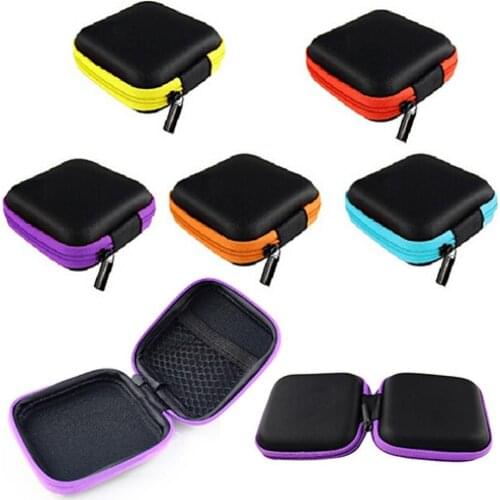 Square Pocket Hard Case Storage Bag for Headphone Earphone Earbuds TF SD Card Headset Case Bag Headphone Accessories