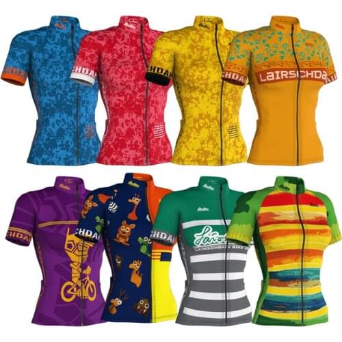 LairschDan 2022 Ladys Bicycle Jersey Summer Anti-UV Cycling Jersey Women Short Sleeve Bike Clothes MTB Shirt Fietskleding Dames