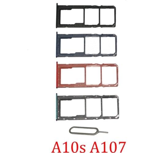 Phone SIM SD Card Trays For Samsung Galaxy A10s A107F A107M A107 Original Phone SIM Chip Card Slot Holder Drawer Part + Pin