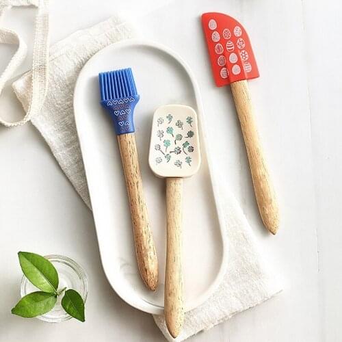 3PCS Silicone Spatula Set Professional Silicone With Brush Silicone Cake Stirring Scraper Cream Butter Spatula Stir Cake Utensil