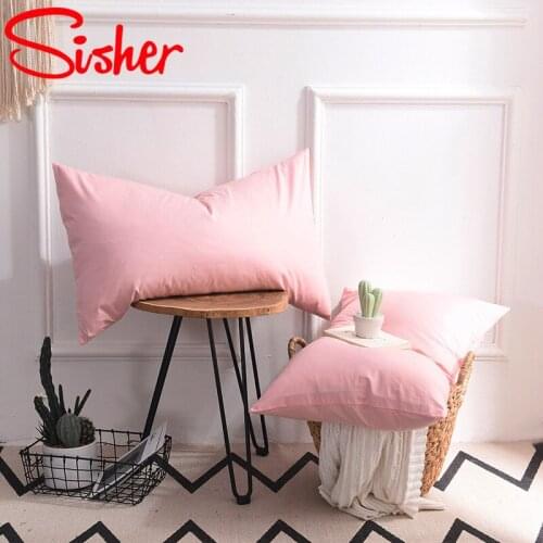Soft Cotton Pillowcase for Home Hotel Pink Soild Color Pillow Covers Modern Brief Pillow Case for Adult Children Pillowcover