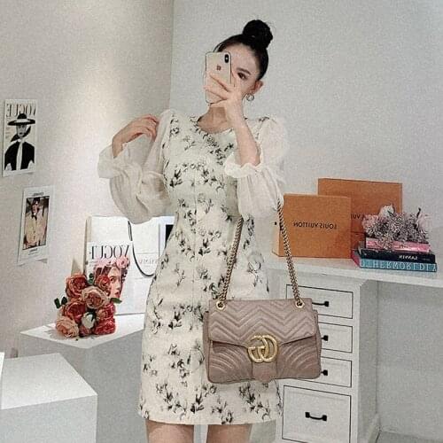 New arrival fashion korean night club party dress women elegant autumn temperament office lady simple white print a-line dress