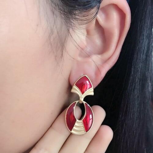 New Red Enamel Fashion Sweet Clip Earring
