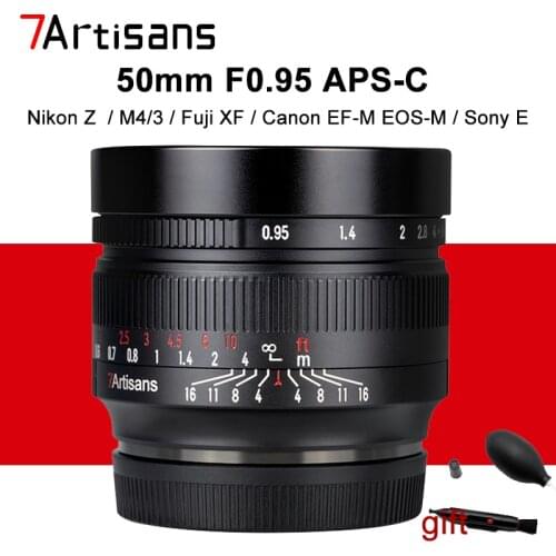 7artisans 50mm F0.95 Camera Lens for Nikon Z M4/3 Fujifilm X Canon EF-M EOS-M Sony E Camera APS-C Large Aperture Manual Focus