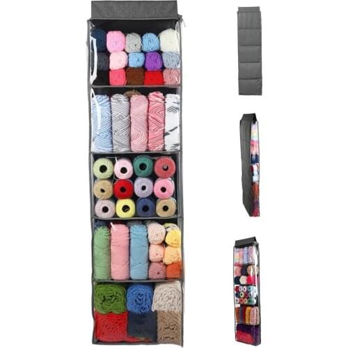 Grey Color Great Crochet Hook Storage Organizer Bag Oxford Cloth Yarn Organizer Bag Transparent for Bedroom