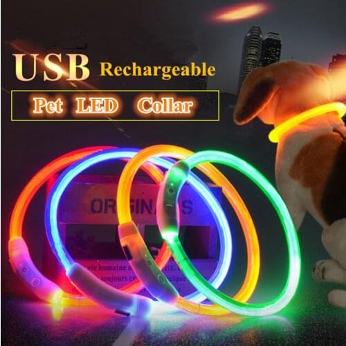 A29 Dogs light Collar Adjustable LED Dog Collar USB Rechargeable Night Safety Collar LED Light Up Flashing Pet Night Light