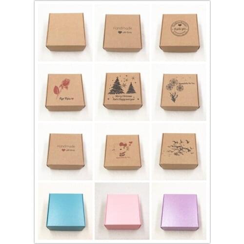 50pcs Kraft Paper Aircraft Gift Boxes 65x65x30mm Handmade Soap Packing Box Jewelry/Cake/Handicraft/Candy Storage Paper Boxes