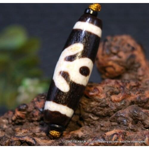 Power Energy Tibetan Old Agate Guiren Tairen Big Man Lucky dZi Bead Amulet AAA ZY Timestown UPD519A15