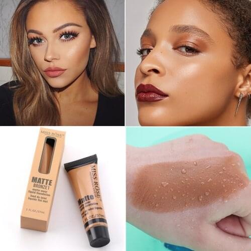 Professional Liquid Foundation Cream Face Base Waterproof Makeup Cosmetics Brighten Concealer Miss Rose Matte Make Up Foundation