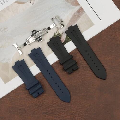 25mm-9mm Black Blue Soft Rubber Watch band Replace For Vacheron Constantin strap VC Constantin Watchband Wristband Bracelet tool