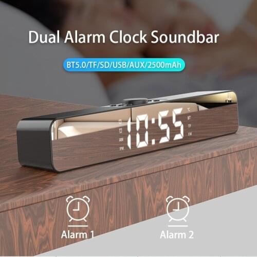 LED TV SoundBar Wireless Bluetooth Speaker Alarm Clock AUX USB Wired Sound Bar Home Theater Surround for PC TV Computer Speakers