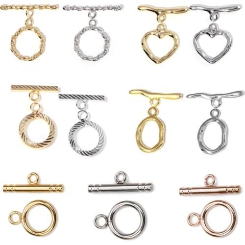 SAUVOO 4/5sets/bag 18K Gold Plated OT Clasps Buckle Connectors for DIY Bracelet Necklace Jewelry Findings Making Accessories