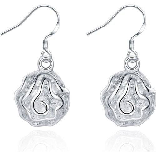 925 Sterling Silver Flower Shape Earrings Charm Women Jewelry Fashion Wedding Engagement Party Gift