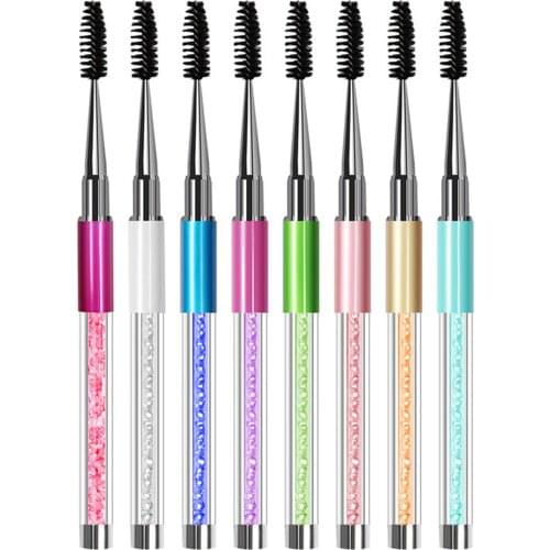 Rhinestone Handle Lash Brush Reusable Eyelash Brushes Mascara Applicator Wand brushes Eyelash Extension Makeup Tool