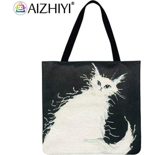 Horror Cat Shoulder Shopping Bag Casual Ladies Large Capacity Tote Handbags