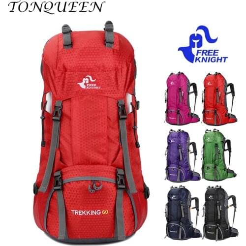 60L Outdoor Backpack Camping Waterproof Hiking Large Travel Backpack with Rain Cover Sport Bag Backpacks with Rain Cover WX120