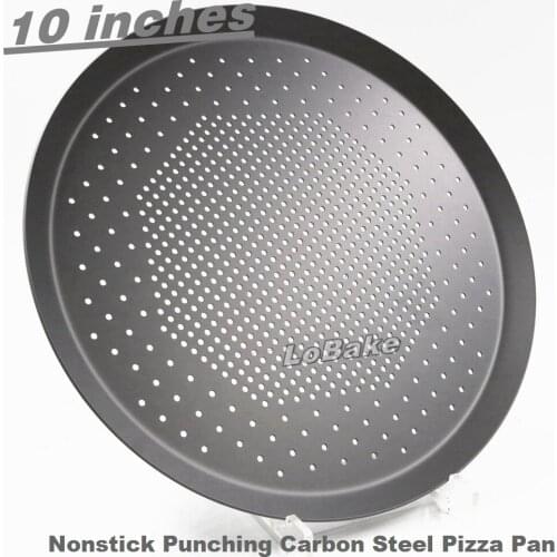 Thicken 10 inches height 2cm nonstick punching hard carbon steel round pizza pan pie mold biscuit pancake tray DIY bakery tools