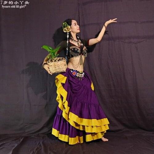 Tribal Belly Dance Skirts ATS Performance Cotton Flamenco Clothing Long Full Circel Gypsy CWW03
