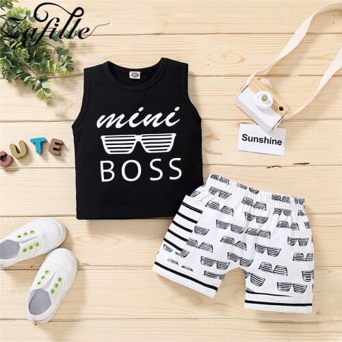 ZAFILLE 2021 Children Clothing Boys Outfit Mini Boss Sunglasses Mens Baby Clothes 2pcs Suit Toddler Kids Clothes Boys Sets