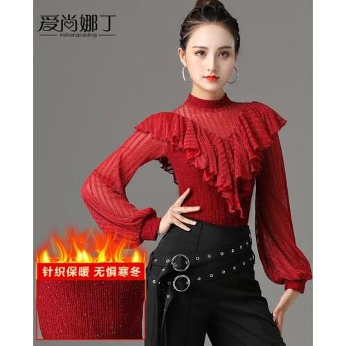 Woman long sleeve national standard Dance Top Latin dance clothing Woman long sleeve national standard Dance shirt Latin