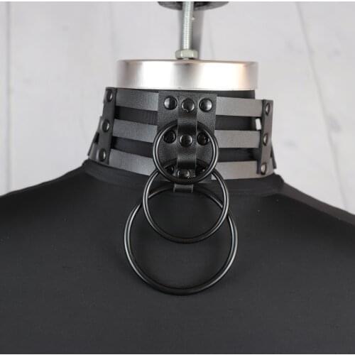 UYEE Punk Sexy Spike Gothic Collar Wide Neck Strap Girls Leather Harness Adjustable Belt Harajuku Handmade For Women Party Club