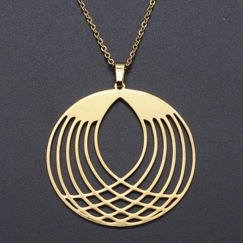 Round Geometric Stainless Steel Charm Necklace for Women Wholesale Dropshipping Dainty Steel Necklaces Fashion Jewelry Necklaces