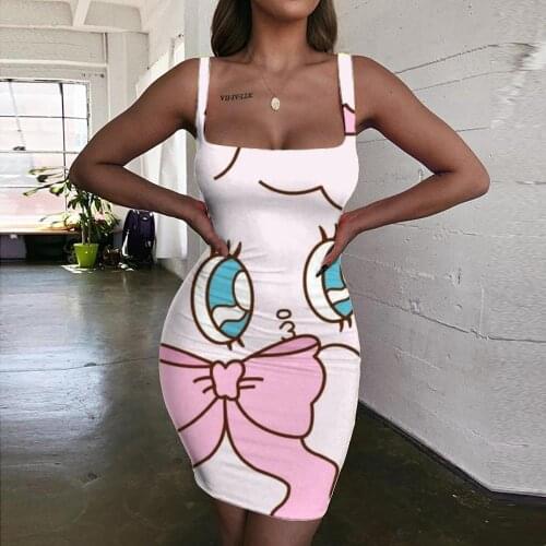 Giyu Brand Animal Dress Women Rabbit Bodycon Dress Lovely 3d Print Harajuku Halter Sleeveless Womens Clothing Party New Boho