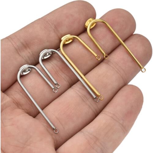 10pcs/lot DIY Earrings Findings Stainless Steel Long Stick Post Connector with Gold Plated Jewelry Making Findings Wholesale