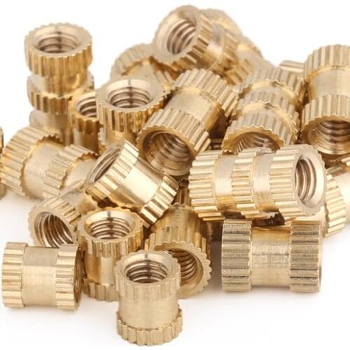100pcs/lot M2 M2.5 M3 Copper Inserts Brass Double Pass Knurl Nut Embedded Fastener Spacing Nuts C0085