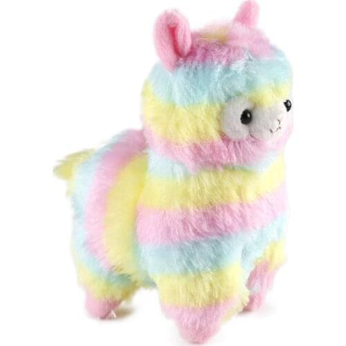 13CM Kawaii Rainbow Alpaca Plush Pendant Doll Stuffed Soft Colorful Alpaca Toy Cute Keychain Gift for Baby Children Ladies Bag