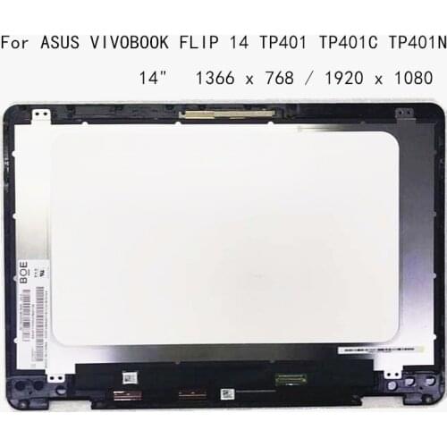 14" Laptop For ASUS VIVOBOOK FLIP 14 TP401 TP401C TP401N LCD TOUCH Screen with frame assembly digitizer panel replacement