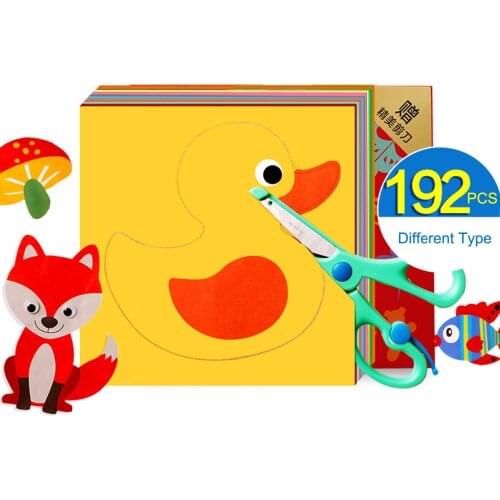 192pcs Cute Pattern DIY Paper Cutting Hand Craft Kids Skill Early Development Material For Kindergarten Activity Kit Toy