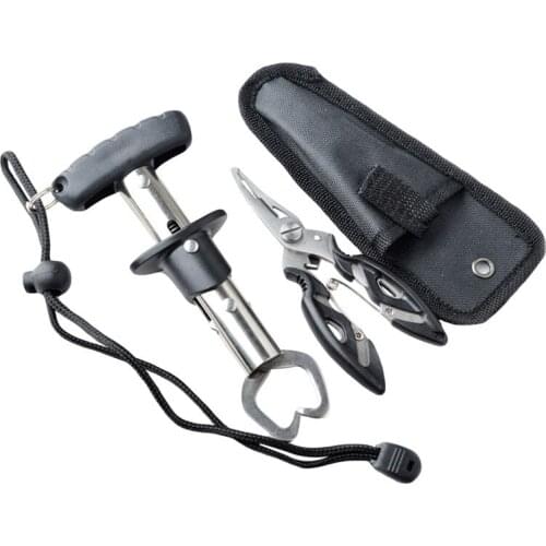 2pcs Fish Grip&Plier Nipper Snip Fishing Lure Pincer Scissor Cutter Lipgrip Remove Hook Tackle Tool