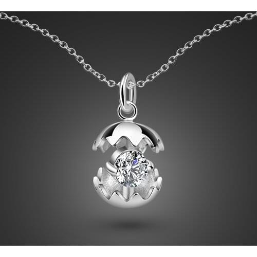 20201 New Fashion 100% 925 Sterling Silver Necklace Cute Angel Egg Zircon Pendant Choker For Women Jewelry Girl Gift