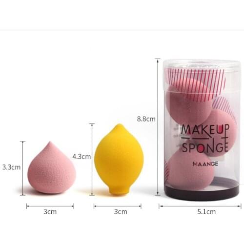 3pcs Powder Puff Wet Dry Water Absorption Beauty Egg Powder Cushion Makeup Tools Solid Color Portable Cute Fruit Shape Boxed
