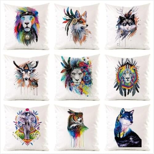 45cm*45cm Animals Silk Fabric Throw Pillow Covers Couch Cushion Cover Home Decorative Pillows Pillow Case