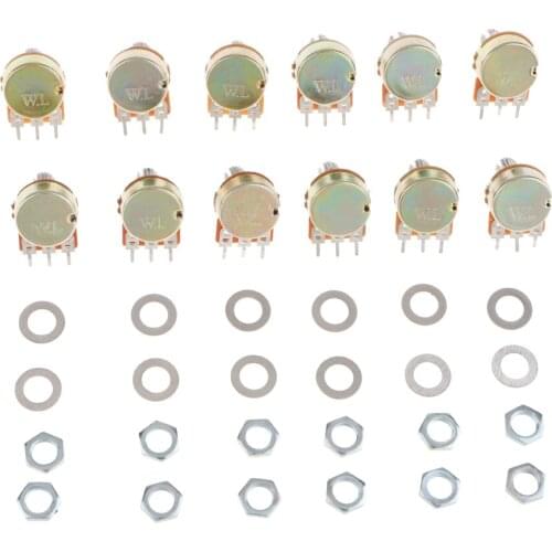 5Pc 3Pin Terminal Mono Linear Taper Rotary Potentiometer 10K 100K 15mm Shaft