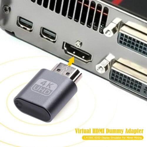 HDMI-compatible Virtual Display Adapter 1.4 DDC EDID Dummy Plug Lock Graphics Card GPU Rig Emulator for Bitcoin BTC Mining Miner