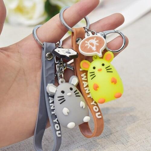 1Pc Cartoon Little Mouse Key Ring Keychains for Women Girl Cute Zodiac Animal Fgurine Key Chain Ring DIY Doll Hanging K17