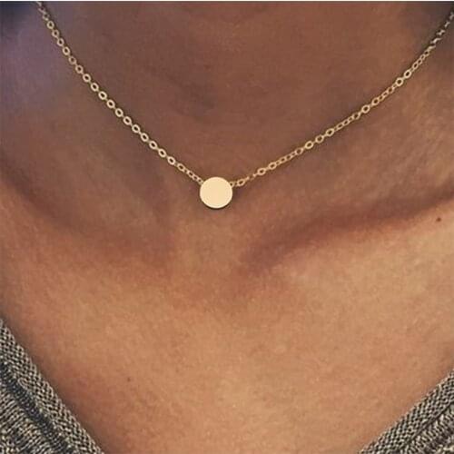 SUQI Trendy Design Gold Silver Color Flower Star Round Square Pieces Pendant Stainless Steel Necklace Choker Neck Chain Jewelry