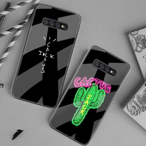 HOTCASHOP cactus jack letter Phone Case Tempered Glass For Samsung S20 Plus S7 S8 S9 S10 Plus Note 8 9 10 Plus